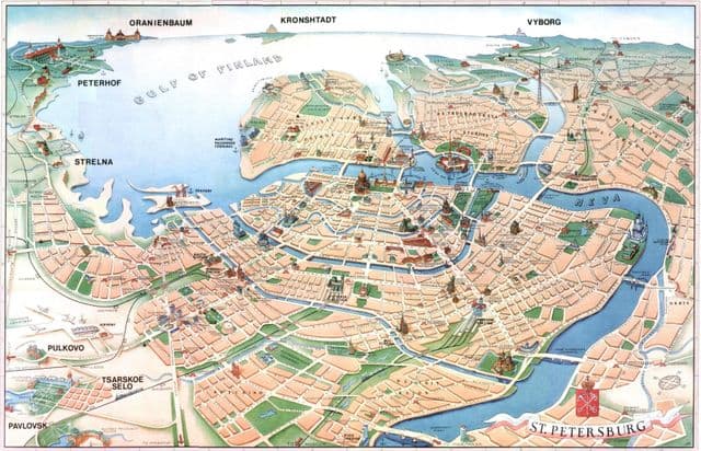 Mapa das paisagens de São Petersburgo