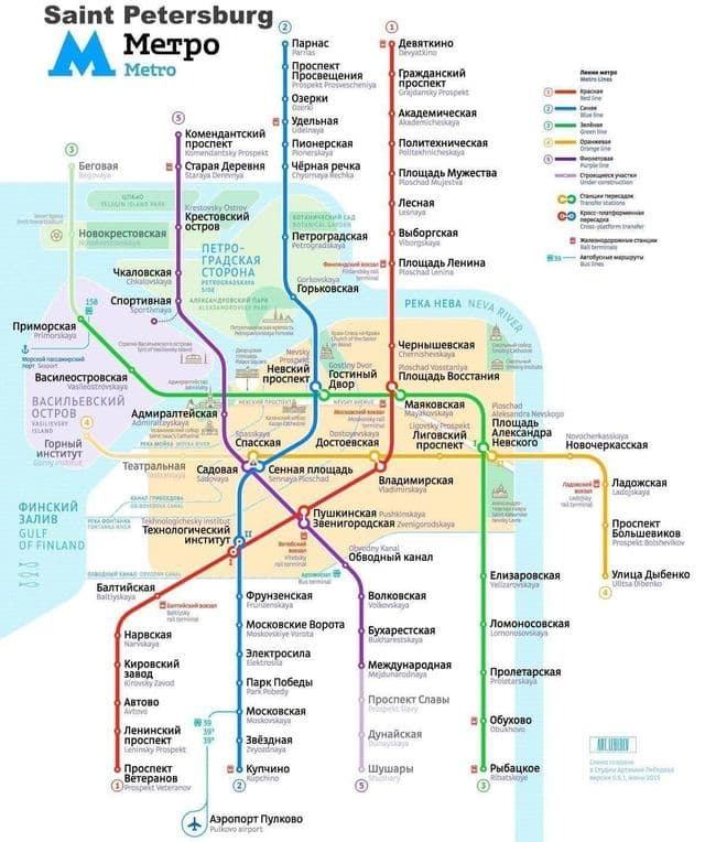 Mapa da estação de metro de São Petersburgo