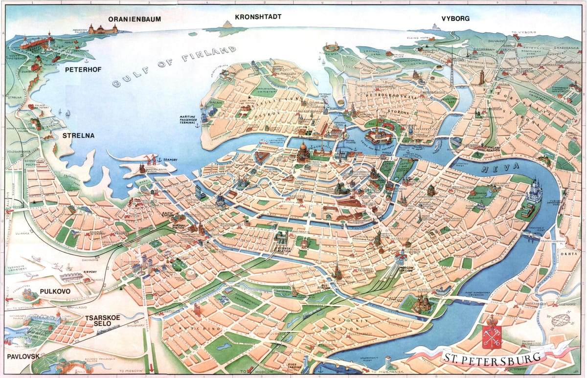 Mapa das paisagens de São Petersburgo