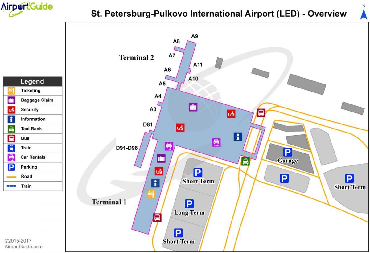 Mapa do terminal do aeroporto de São Petersburgo