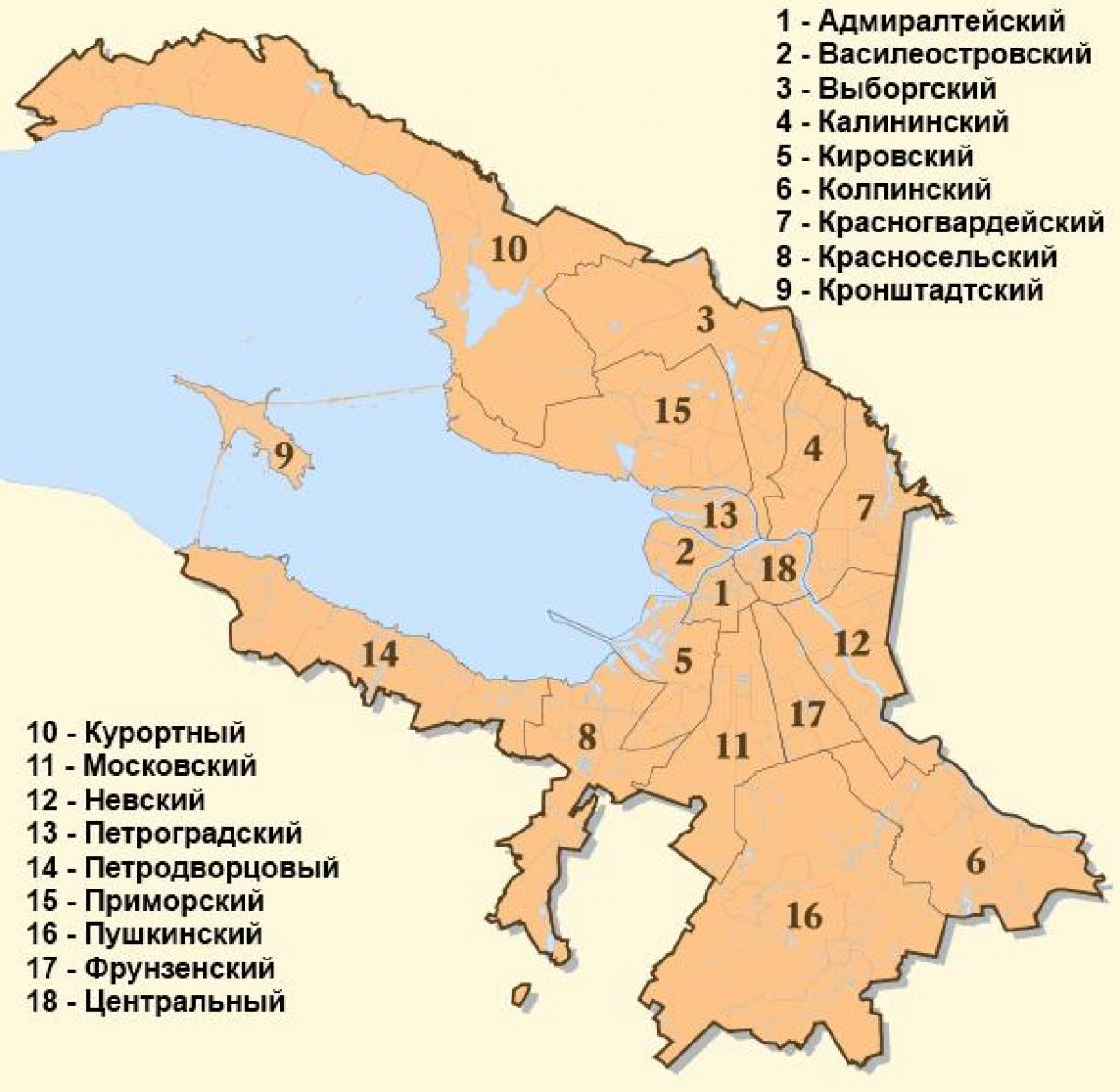 Mapa do distrito de São Petersburgo